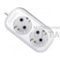 Удлинитель DEFENDER R320 2 гнезда, 5 метров, 16А/3500Вт, с заземлением, ПВС 3х1,0мм, белый (1/40)