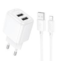 СЗУ HOCO CS51A, Surplus, 5V, 2.4A, кабель Lightning, 1.0 м,  белый