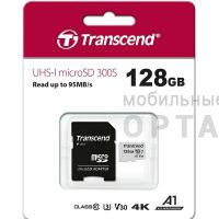 Карта памяти 128 Гб MicroSD Transcend 300S UHS-I U1 + SD адаптер