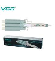 Плойка для волос VGR V-595, трехволновая, белый, зеленая вставка