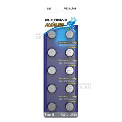 Элемент питания SAMSUNG PLEOMAX AG12 (386) LR1142, LR43 Button Cell (10/100/1000/70000)