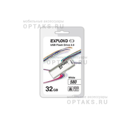 Флешка USB 32 Гб Exployd 580, USB2.0, пластик, белый