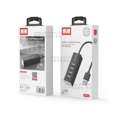 USB-концентратор Earldom ET-HUB14, 4 гнезда, 4xUSB 2.0, черный